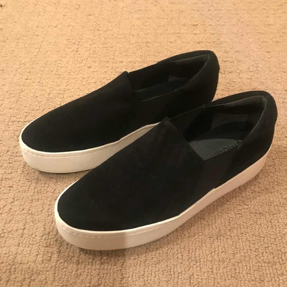 VINCE Black Suede Platform Sneakers Womens 9